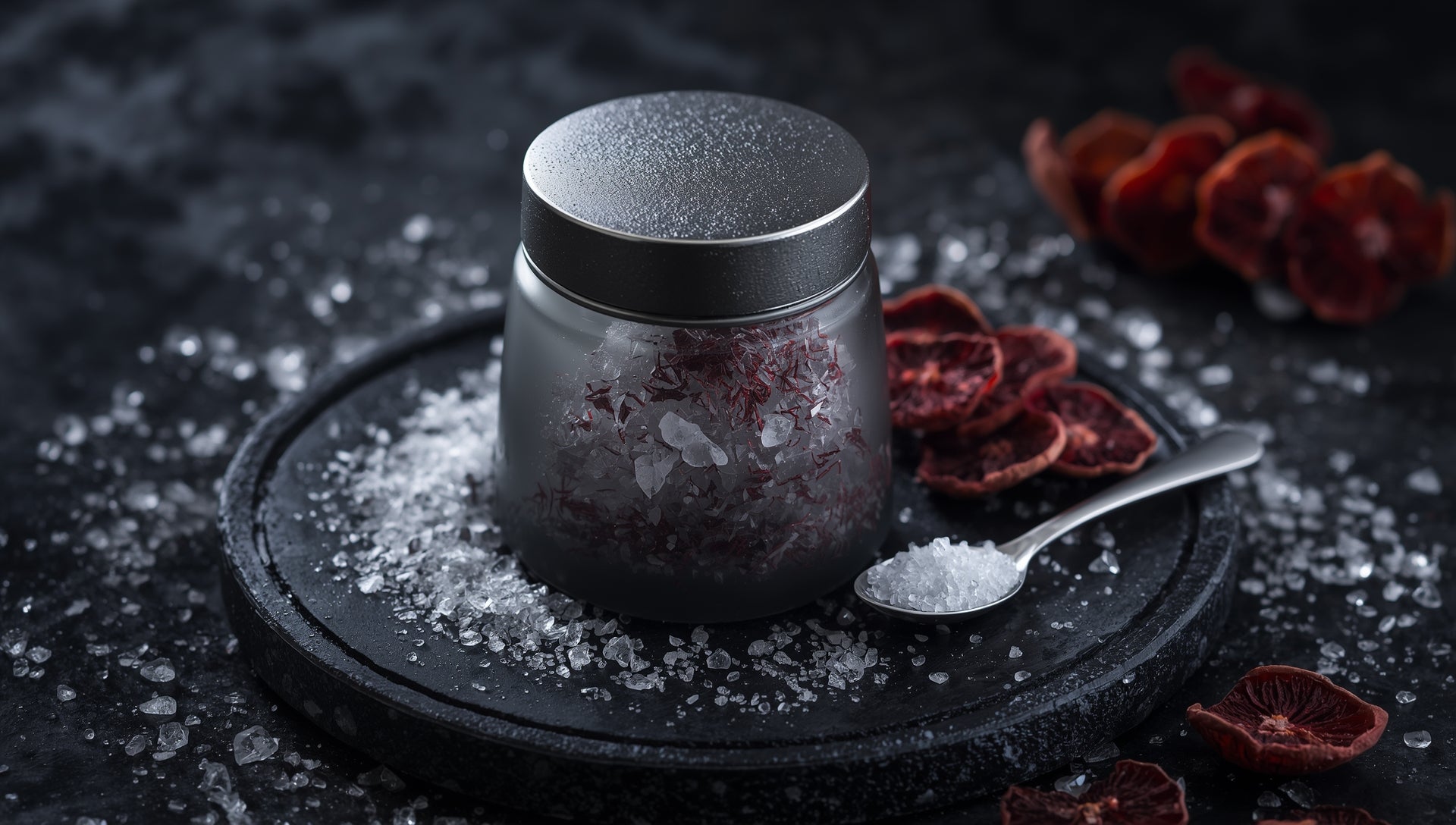 Moon Mineral Salt with Silver Crystals & Red Reishi