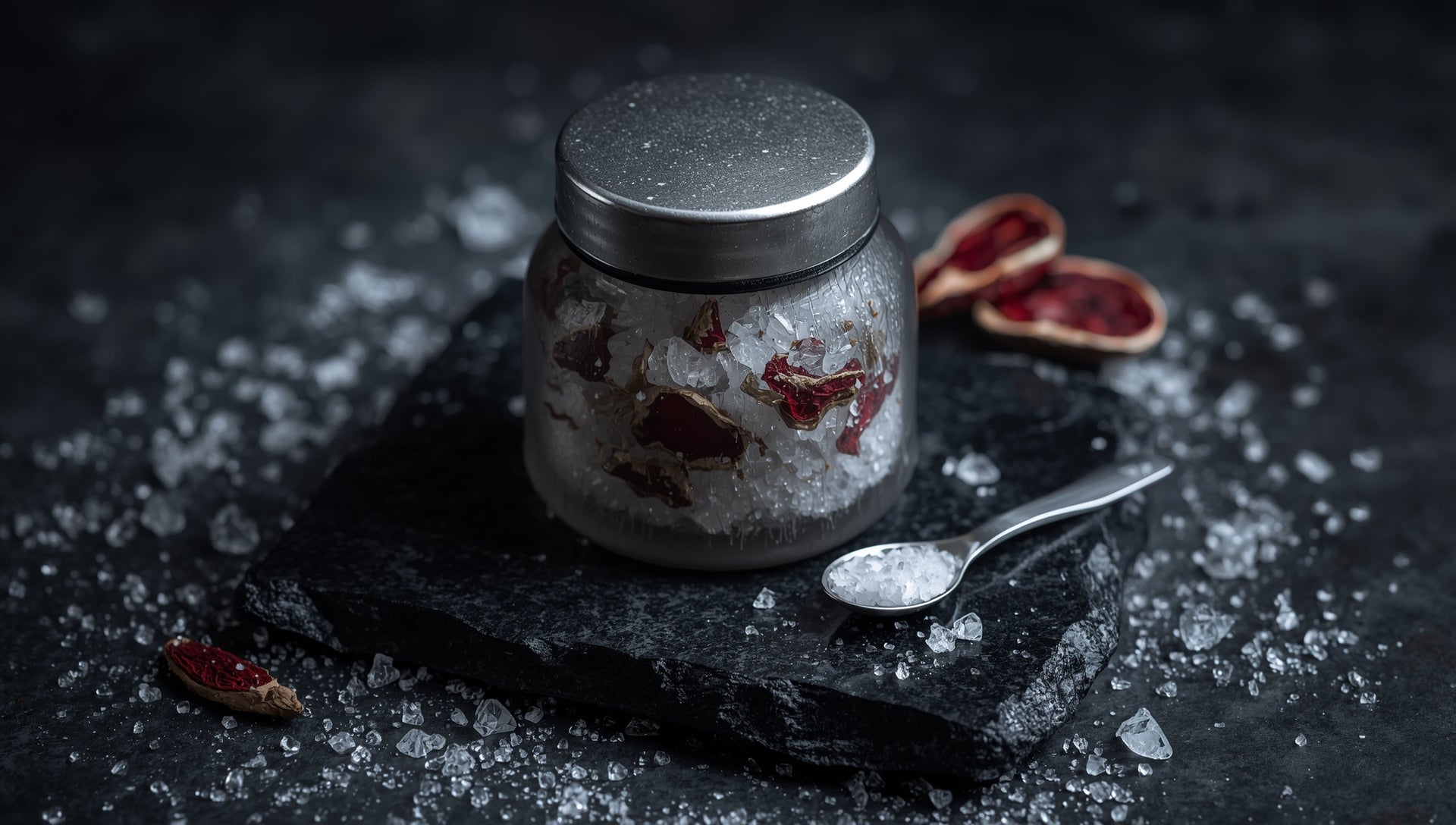 Moon Mineral Salt with Silver Crystals & Red Reishi