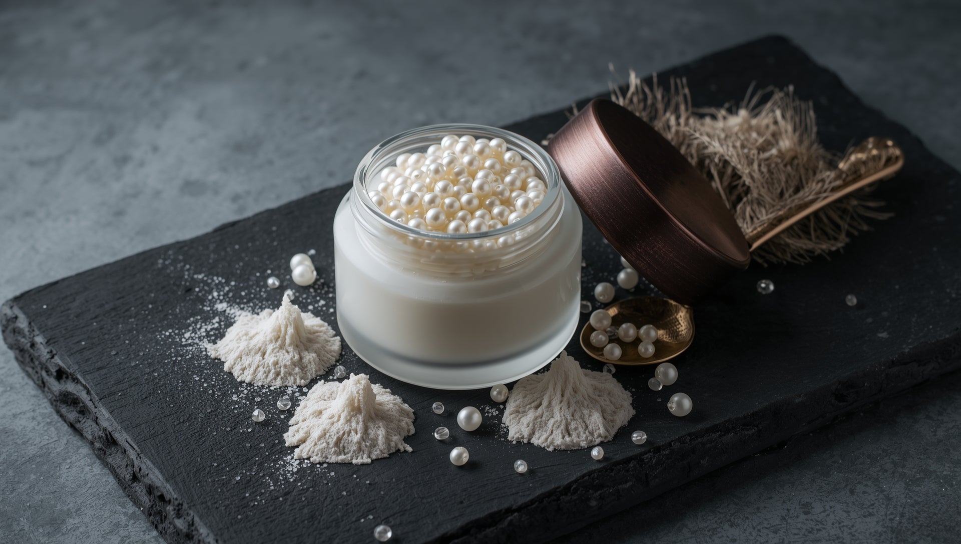Plant-Based Caviar Pearls with White Ocean Clay