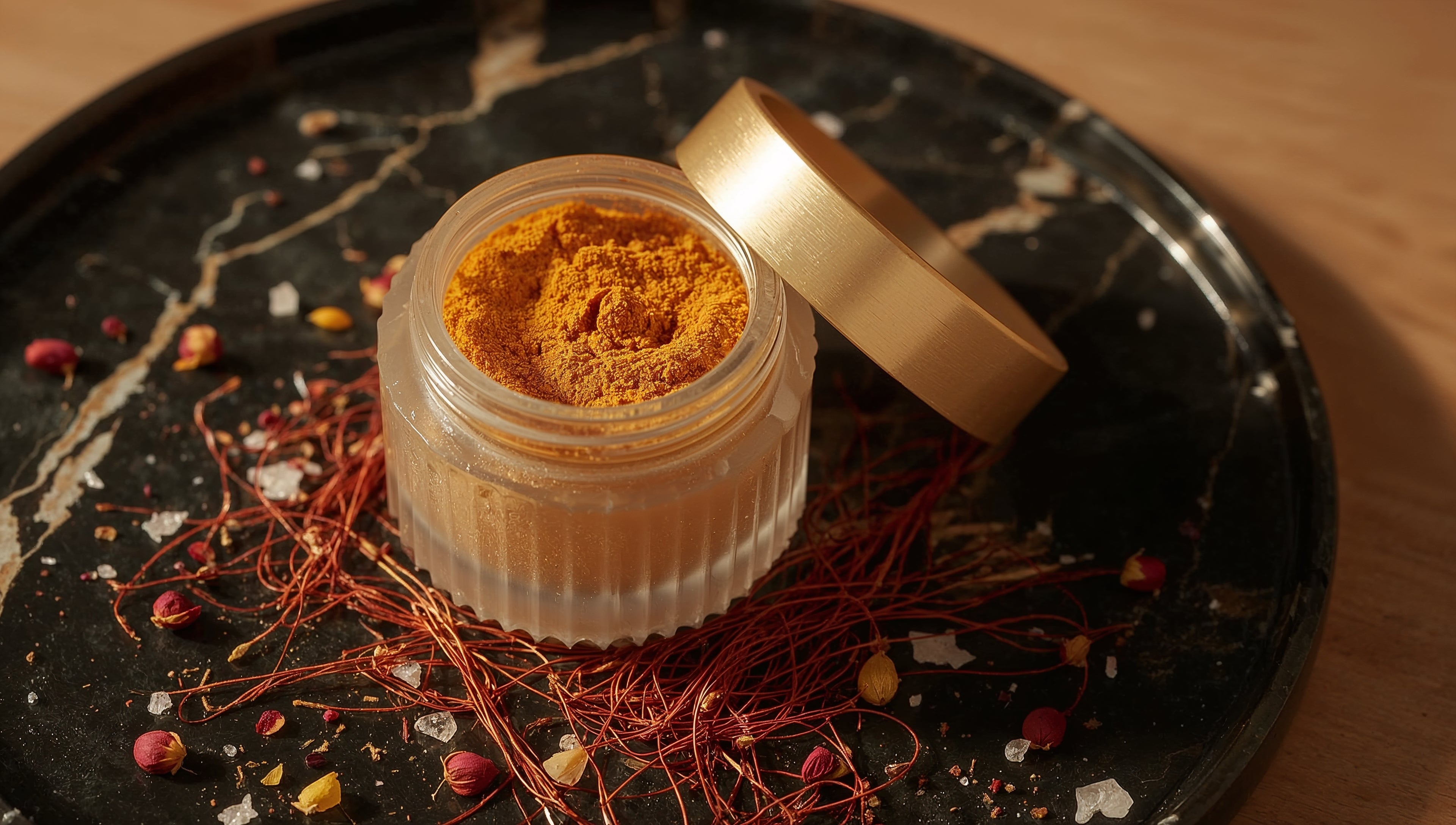 Precious Powder of Pure Saffron & Crystallized Rose Petals