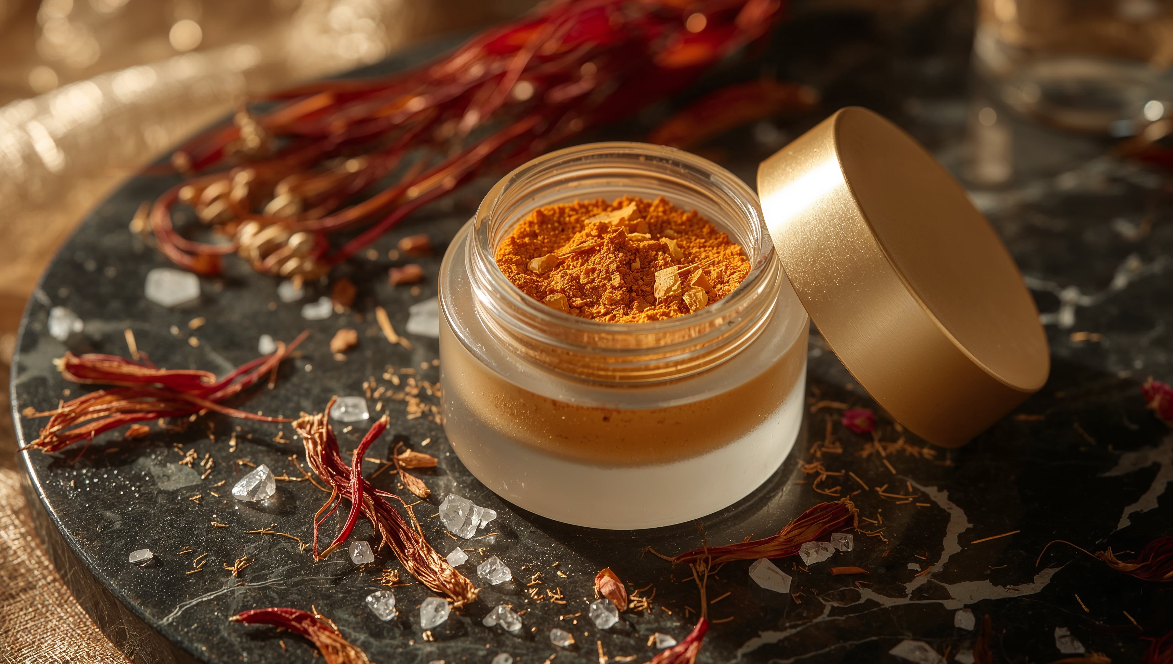 Precious Powder of Pure Saffron & Crystallized Rose Petals