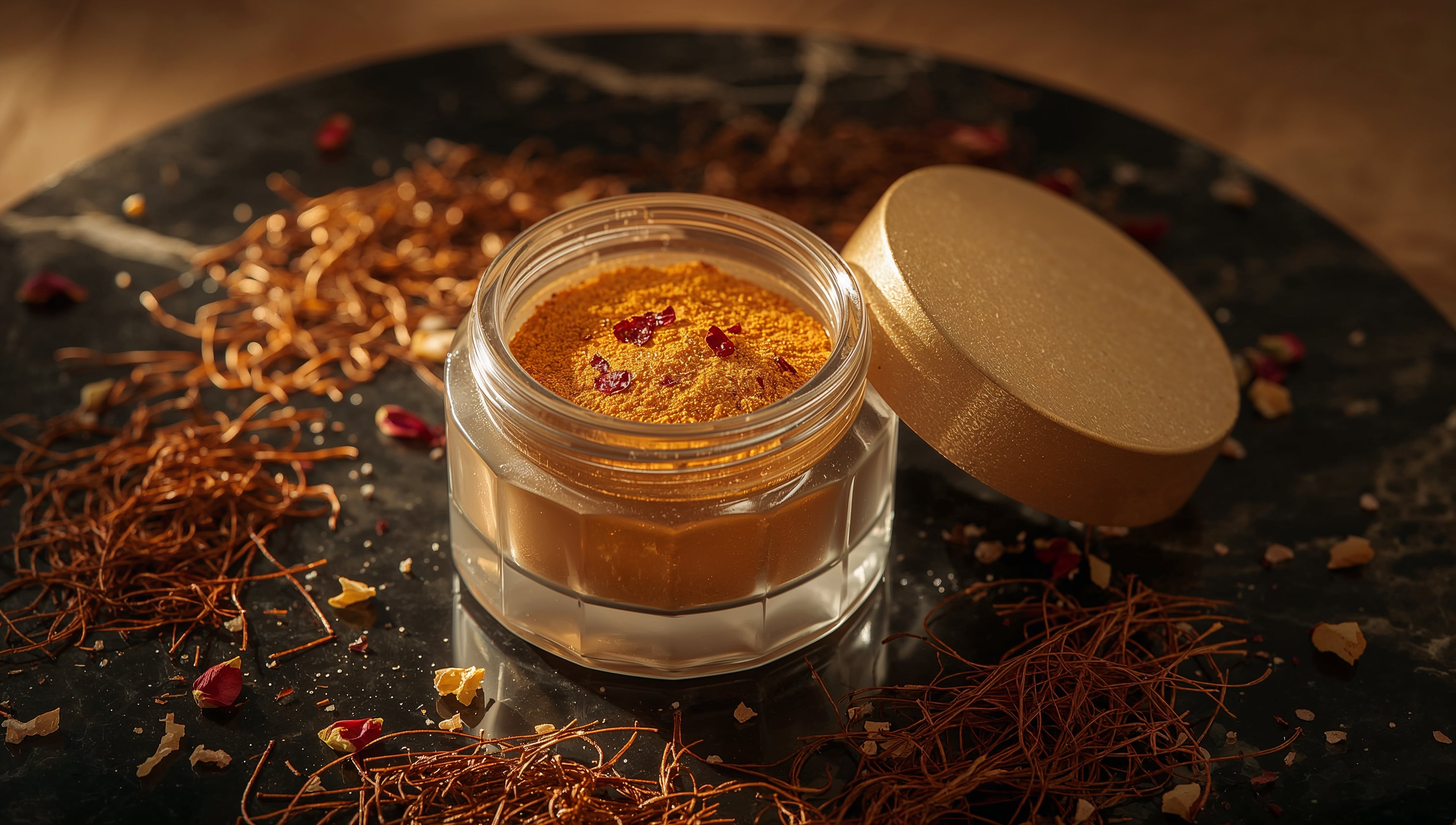 Precious Powder of Pure Saffron & Crystallized Rose Petals