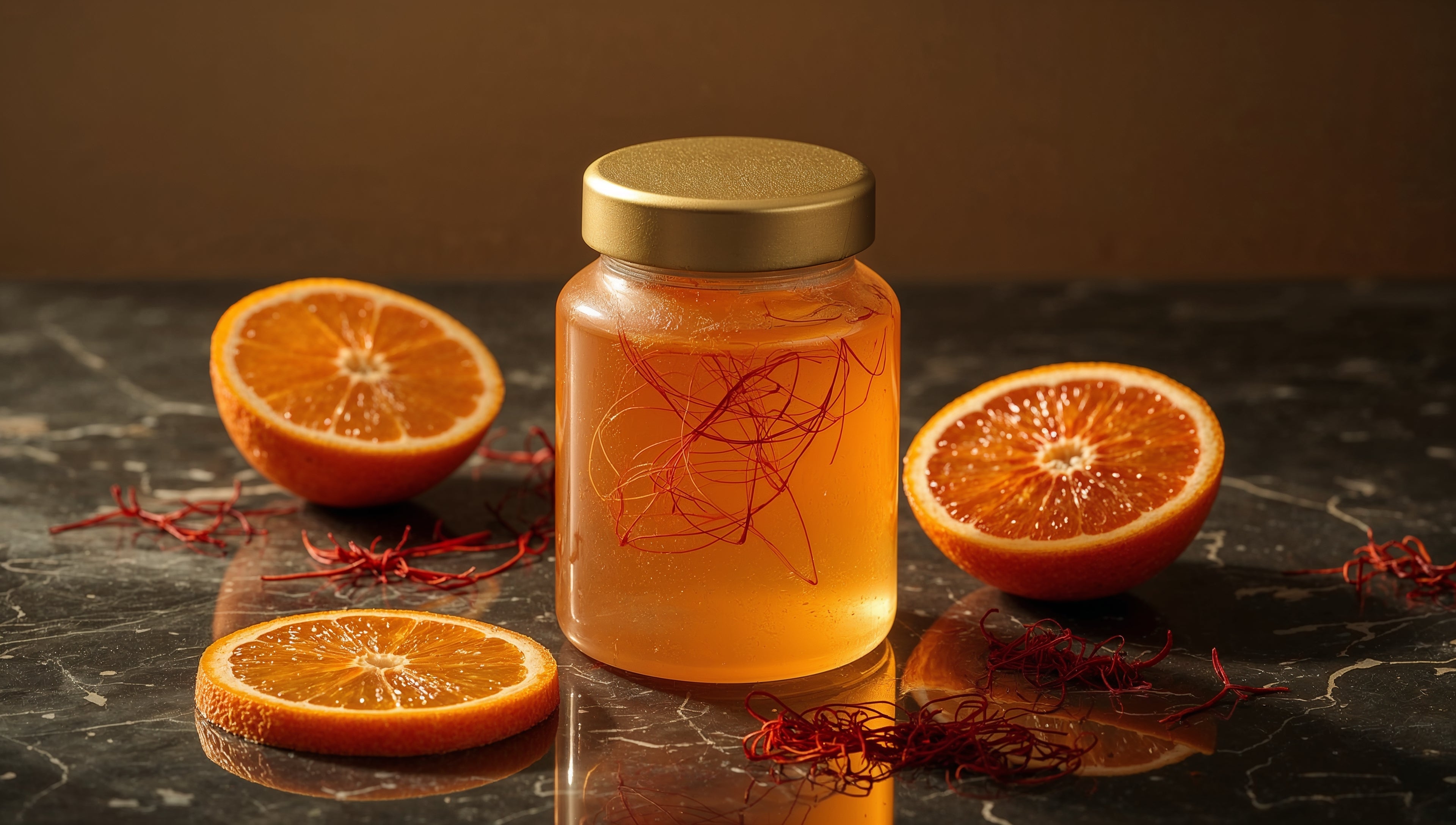 Rare Citrus Jelly with Red Saffron Threads