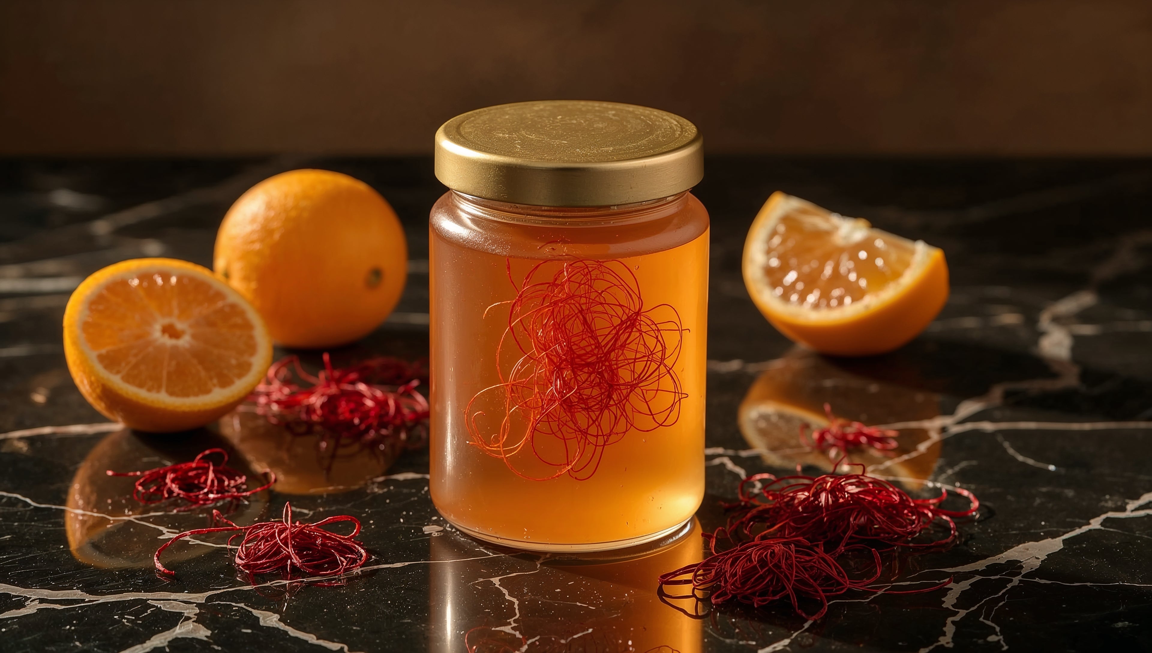 Rare Citrus Jelly with Red Saffron Threads