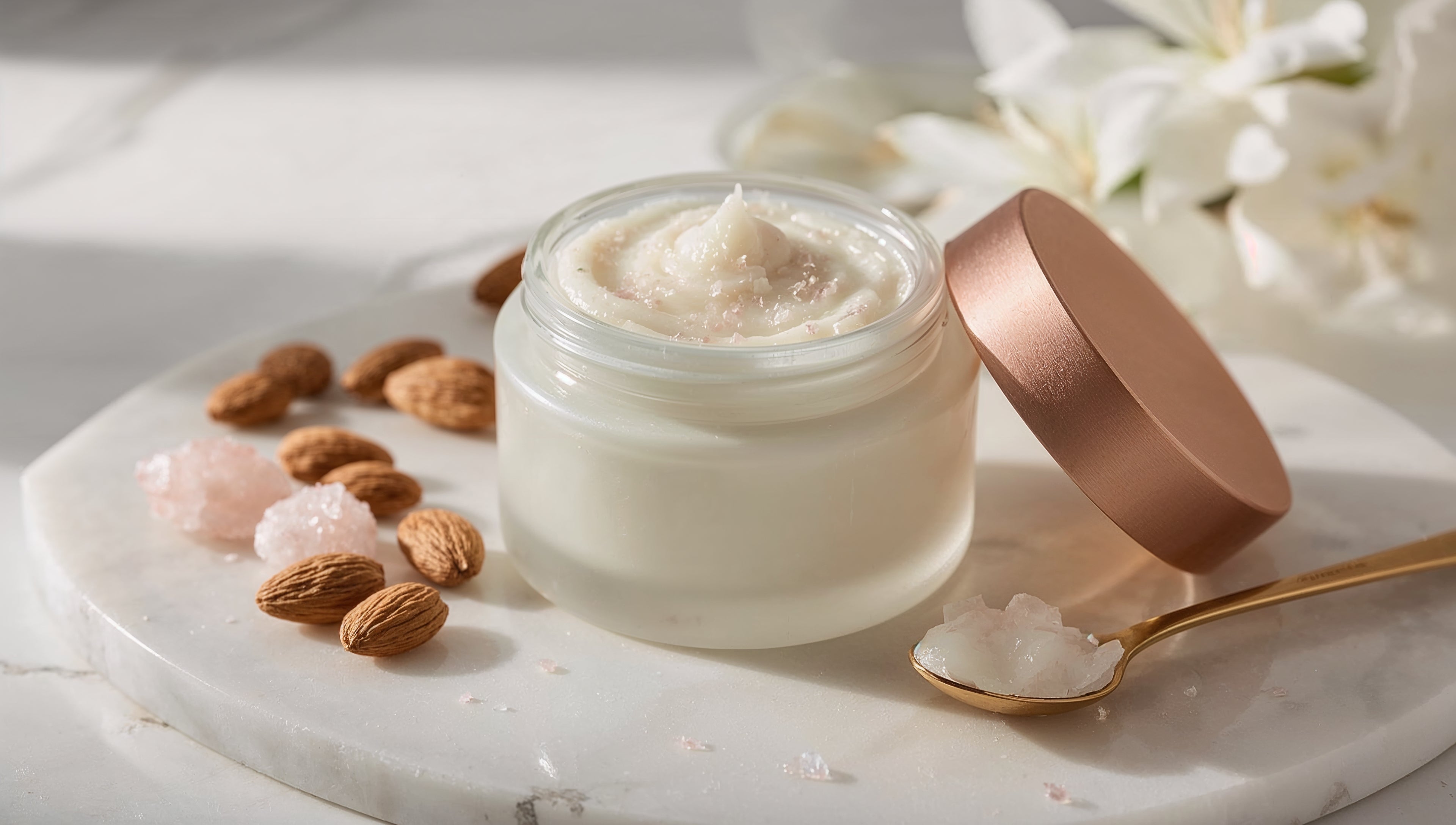 White Almond Paste with Himalayan Pink Salt Diamonds