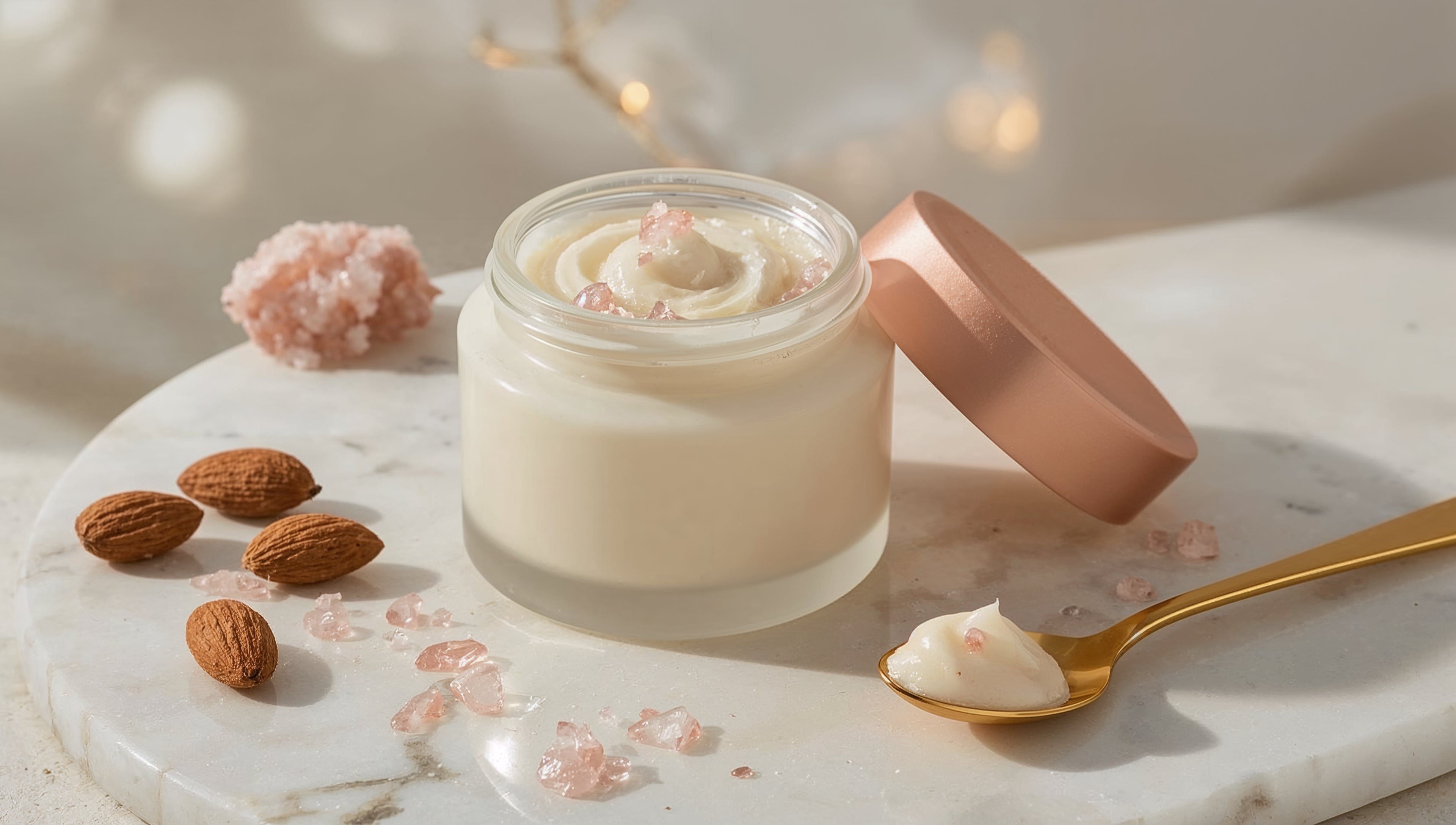 White Almond Paste with Himalayan Pink Salt Diamonds