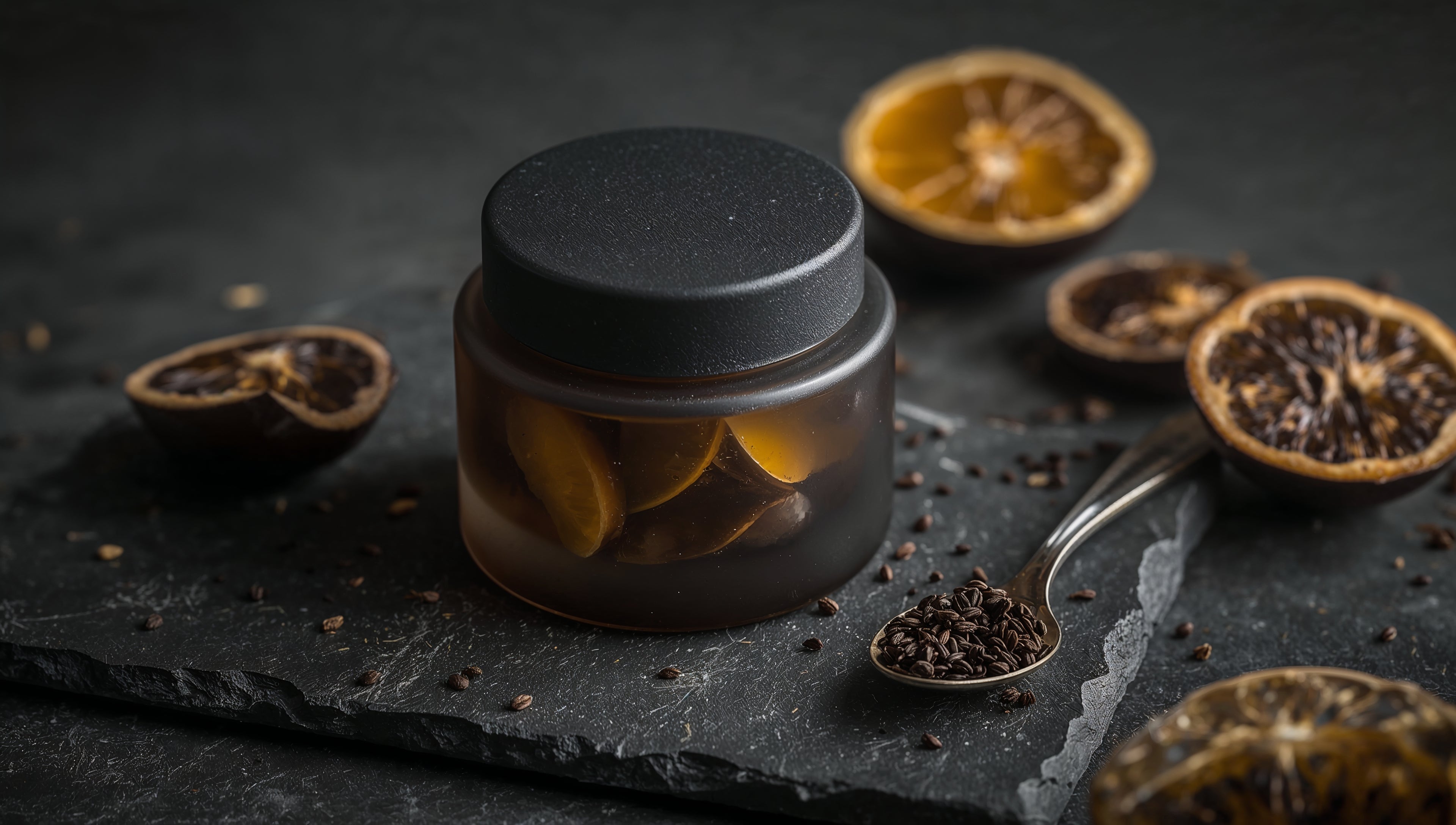 Black Yuzu Jelly & Nigella Seeds