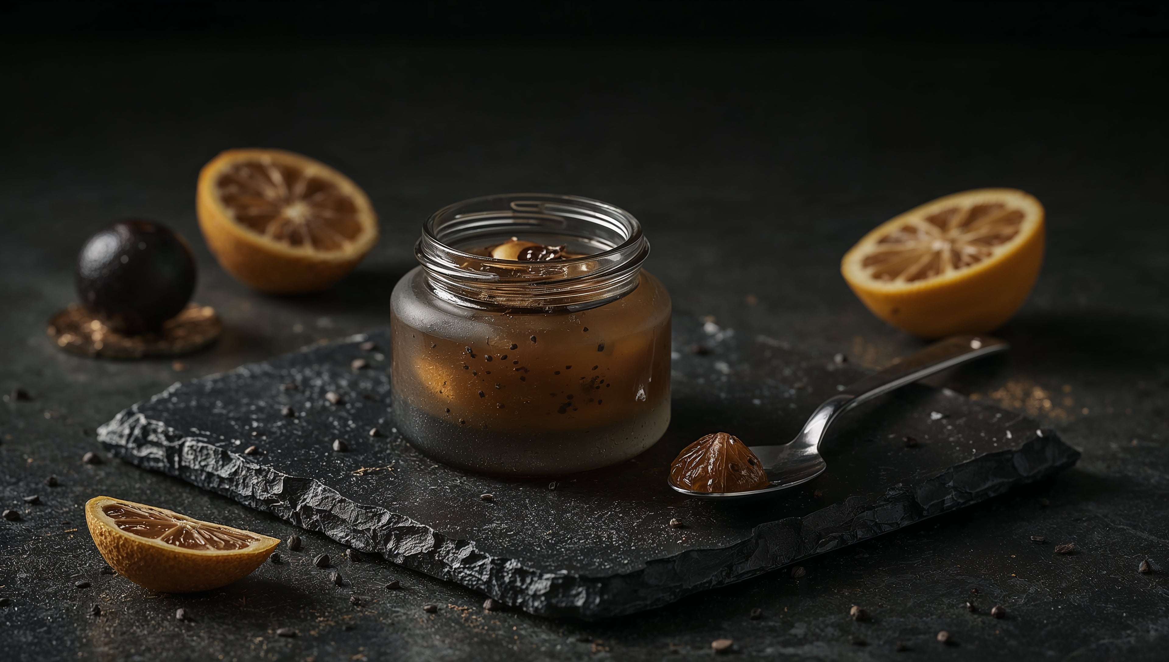 Black Yuzu Jelly & Nigella Seeds