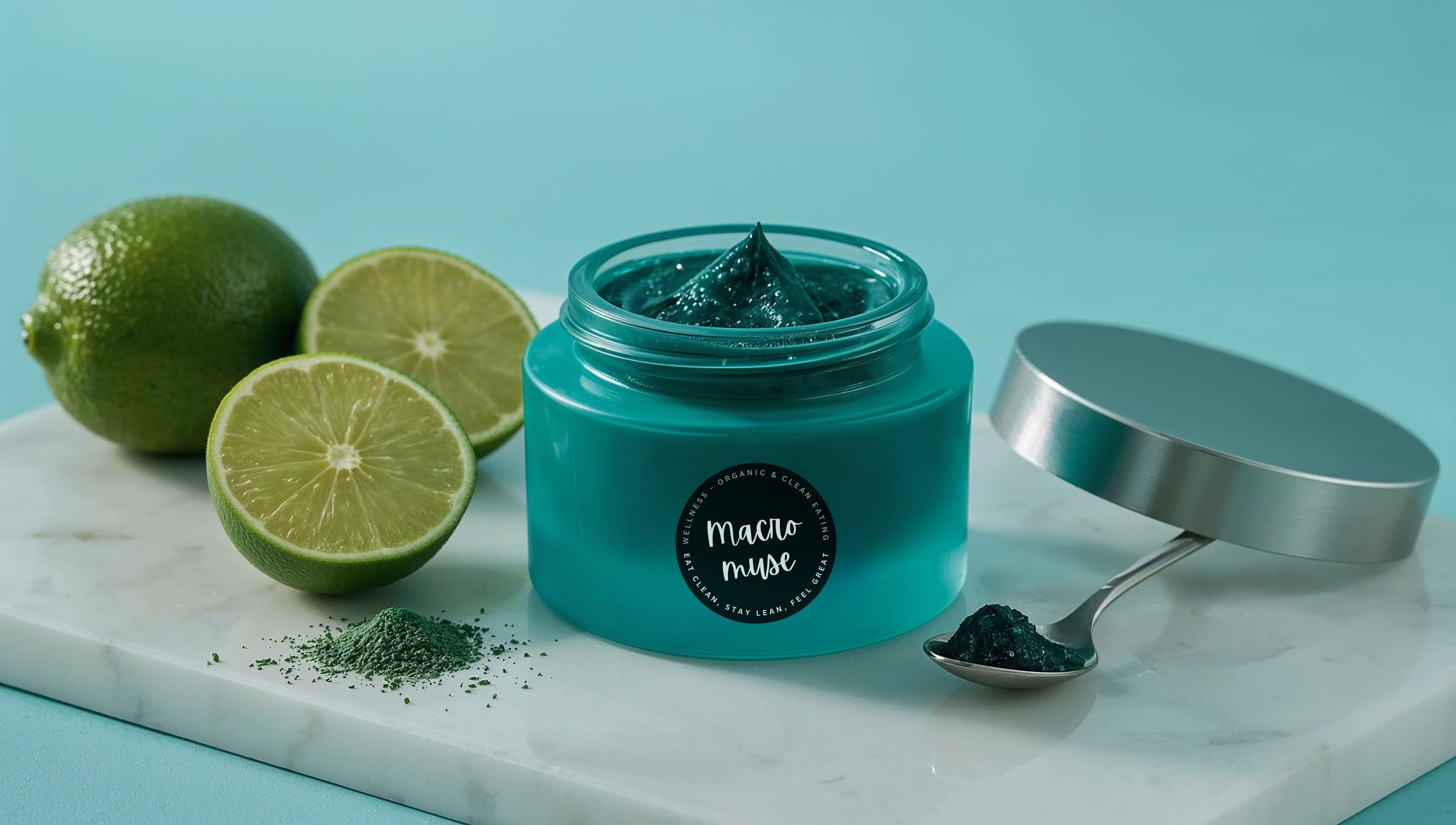 Blue Spirulina Cream & Finger Lime Pearls
