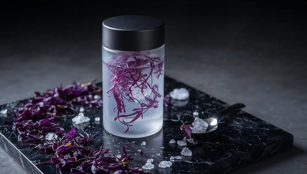 Crystalline Sea Salt Sauce with Violet Algae Petals