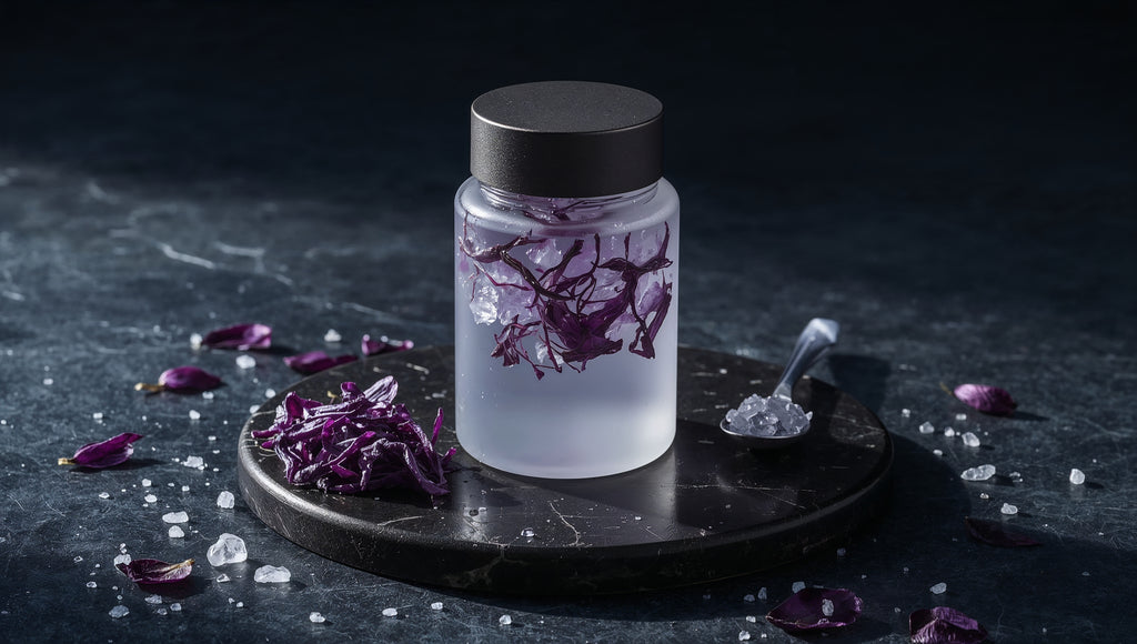 Crystalline Sea Salt Sauce with Violet Algae Petals