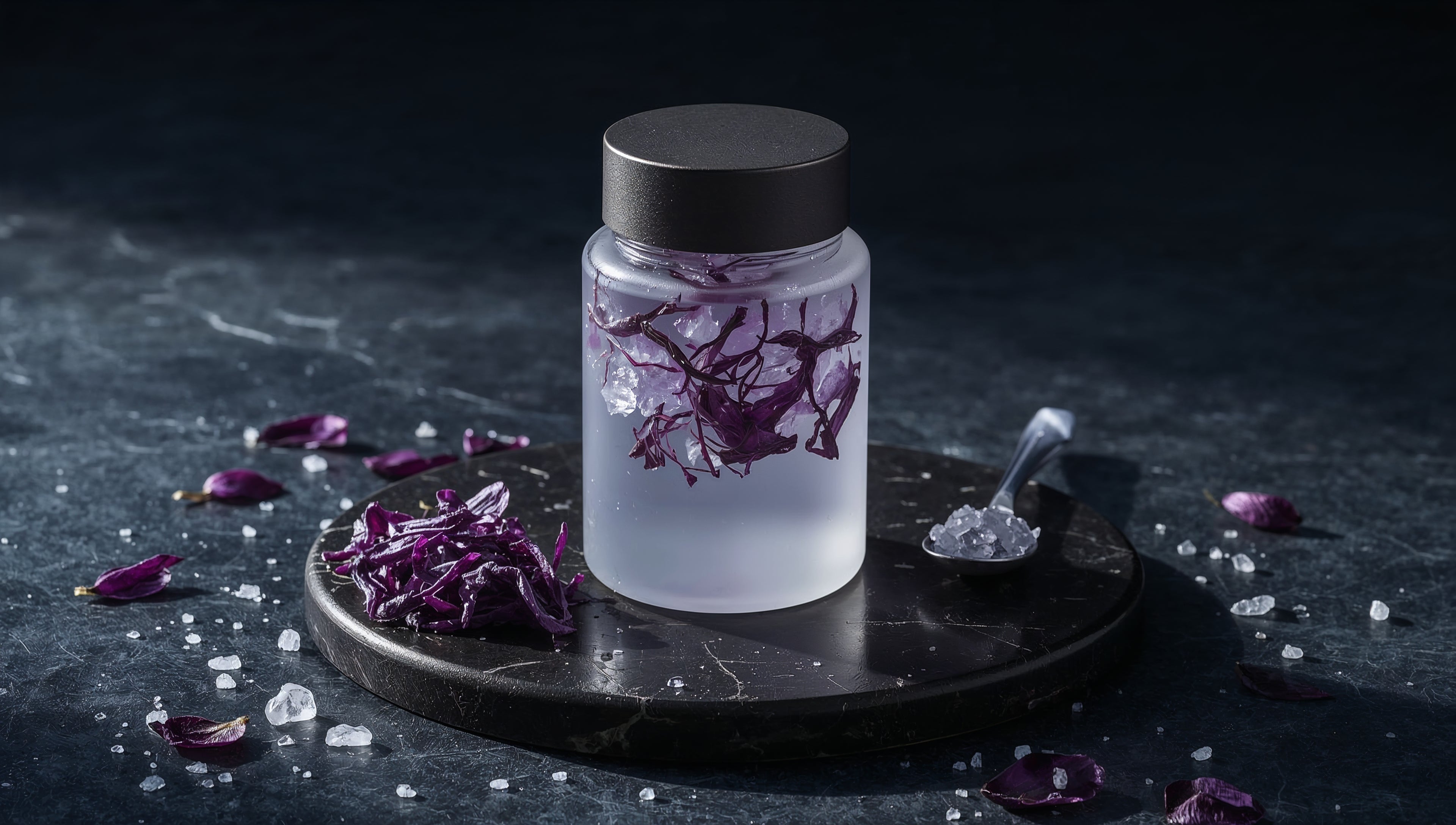 Crystalline Sea Salt Sauce with Violet Algae Petals