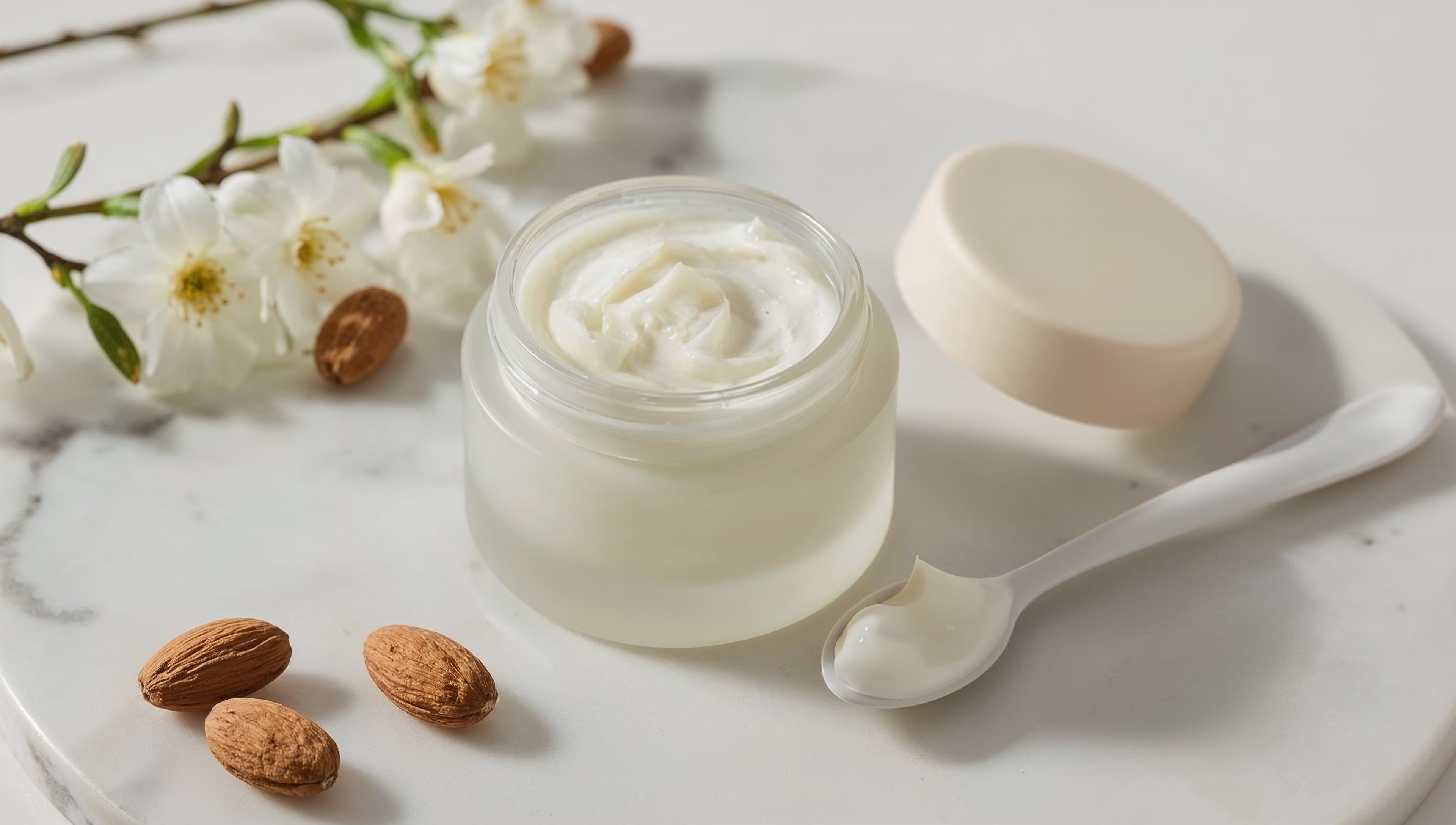Fermented Almond Cream with Jasmine Blossoms