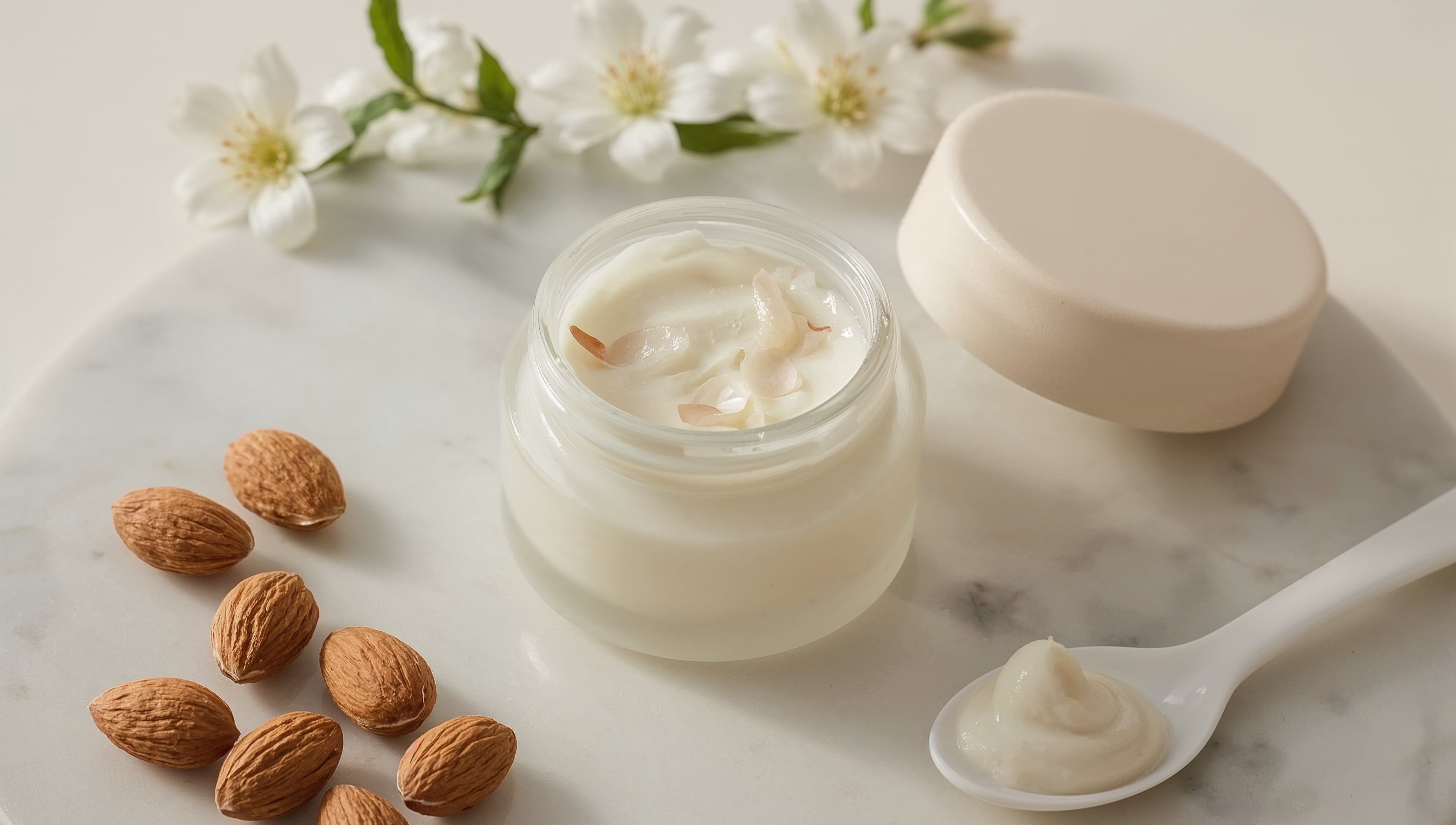 Fermented Almond Cream with Jasmine Blossoms