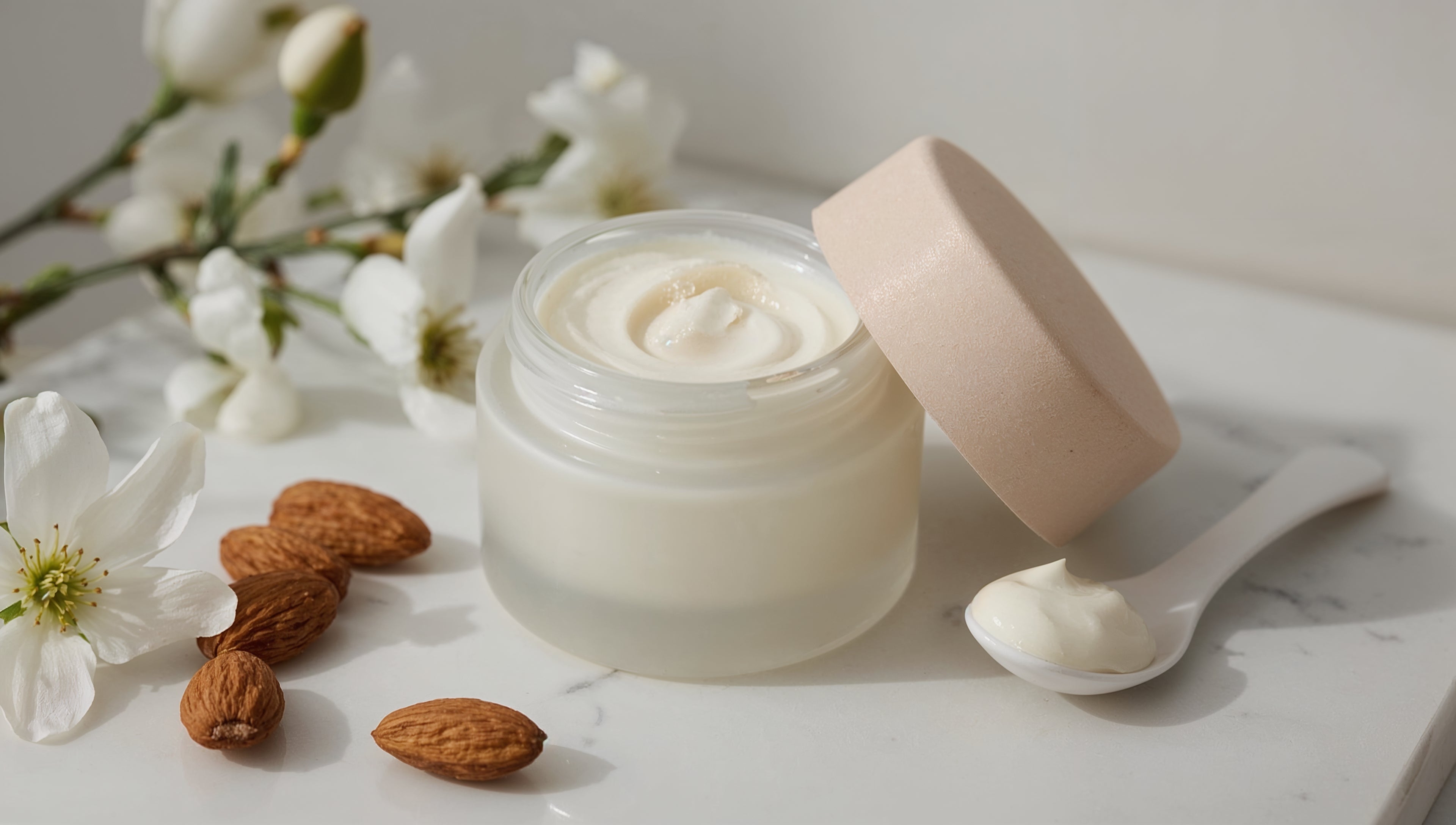 Fermented Almond Cream with Jasmine Blossoms