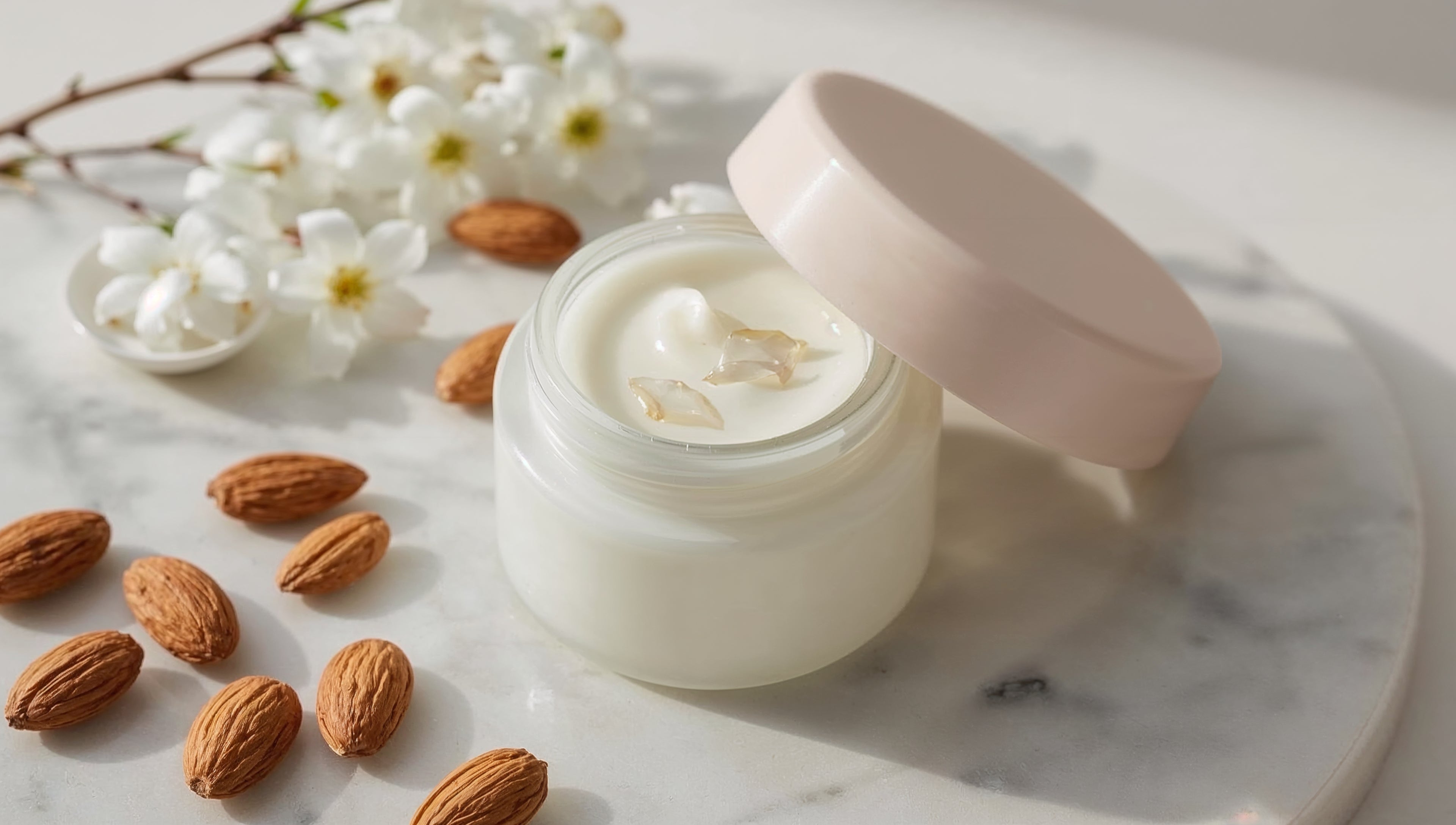 Fermented Almond Cream with Jasmine Blossoms