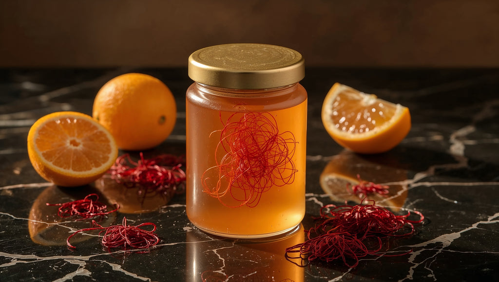 Rare Citrus Jelly with Red Saffron Threads
